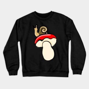 Cute Snail on mushroom, illustration Crewneck Sweatshirt